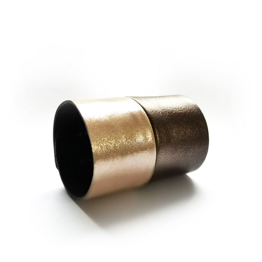 Bronze and gold wide leather cuff | Nairobi - Angela Pinto