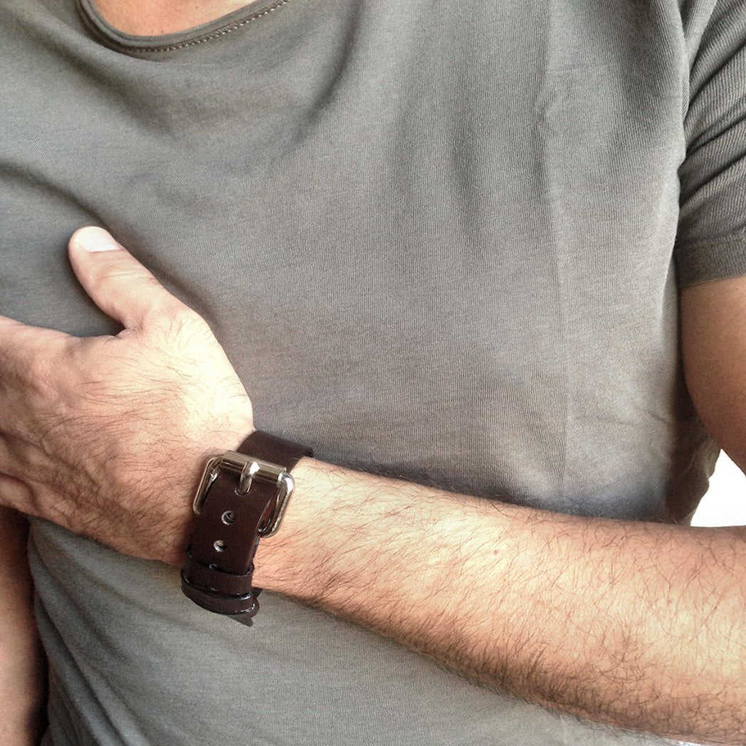 Brown leather bracelet for men | Berlin - Angela Pinto