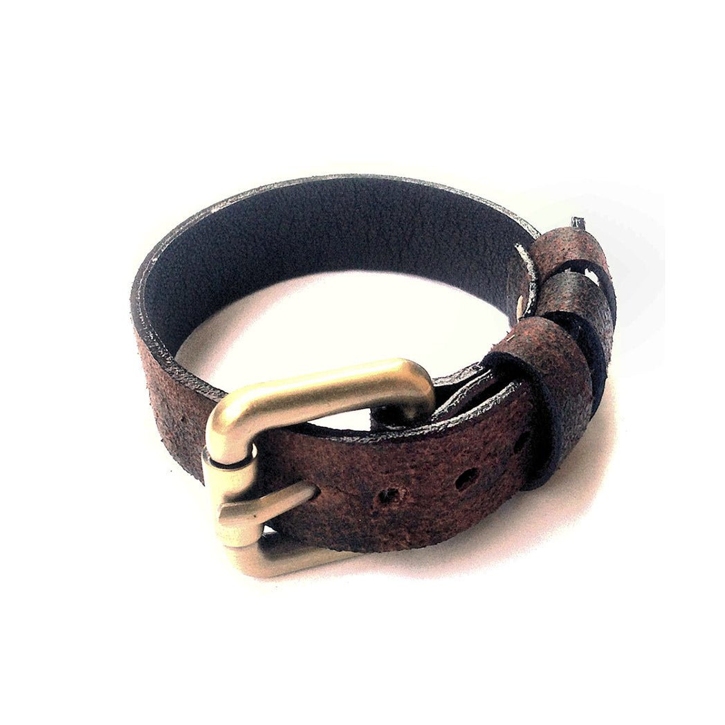 Brown leather bracelet for men | Berlin - Angela Pinto
