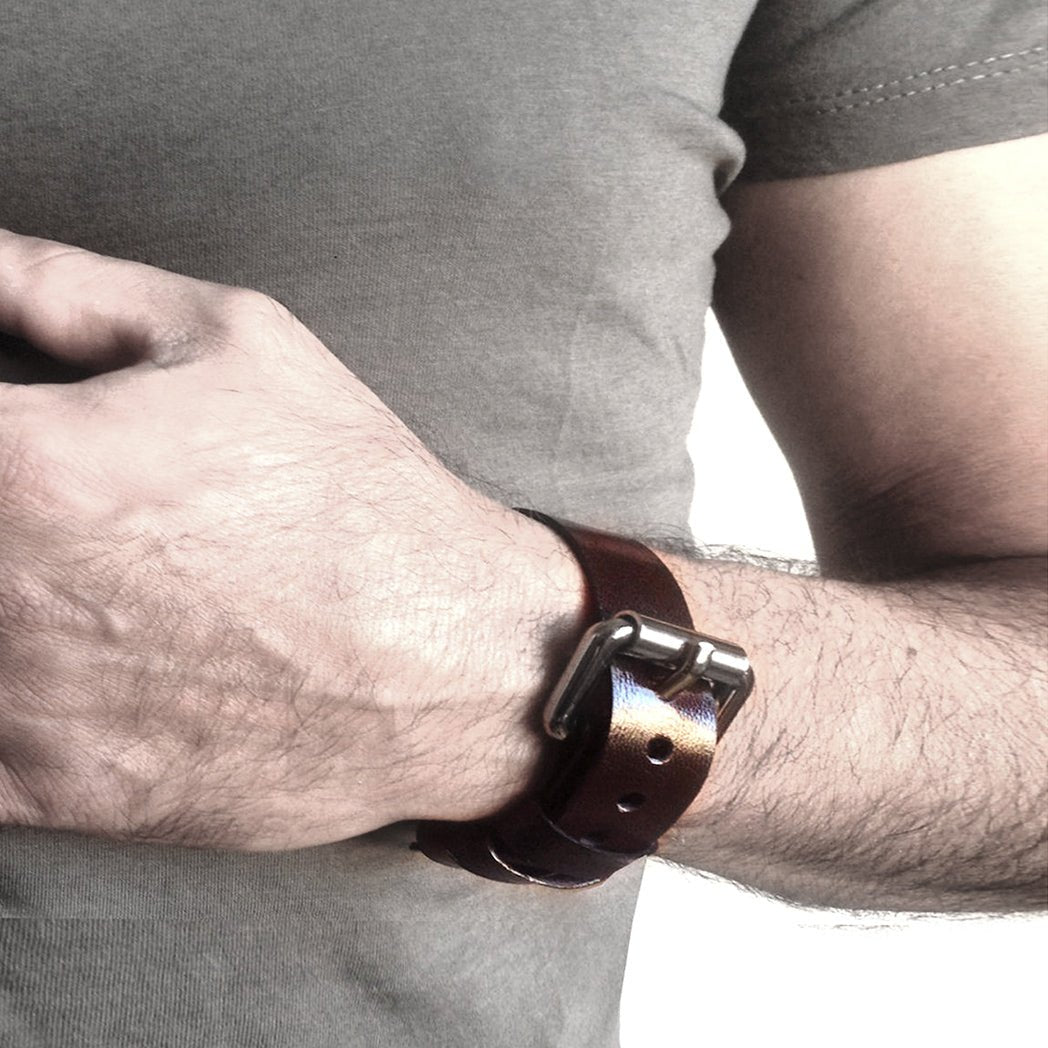 Brown leather bracelet for men | Berlin - Angela Pinto