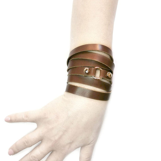 Brown leather wrap bracelet for men and women | NYC - Angela Pinto