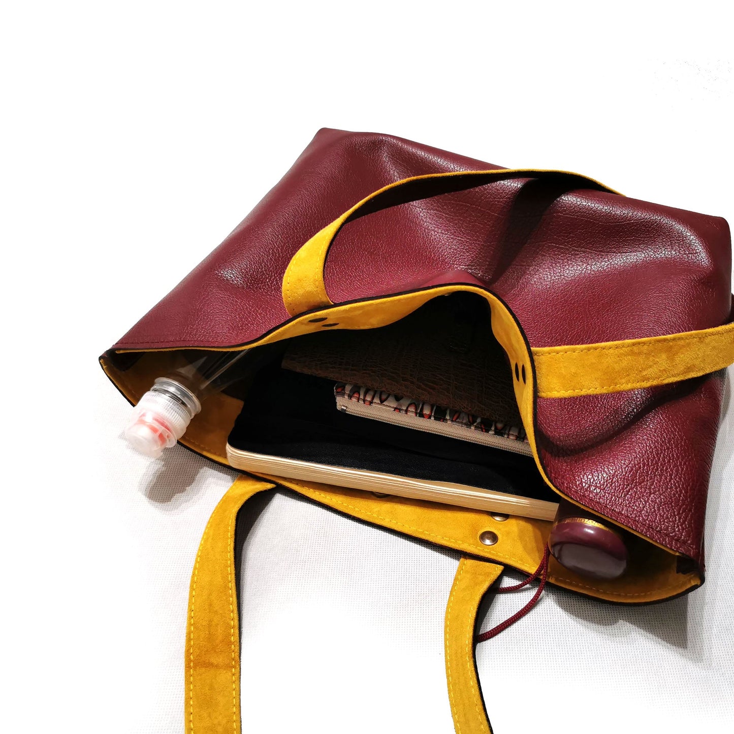 Burgundy leather tote bag | Vera - Angela Pinto
