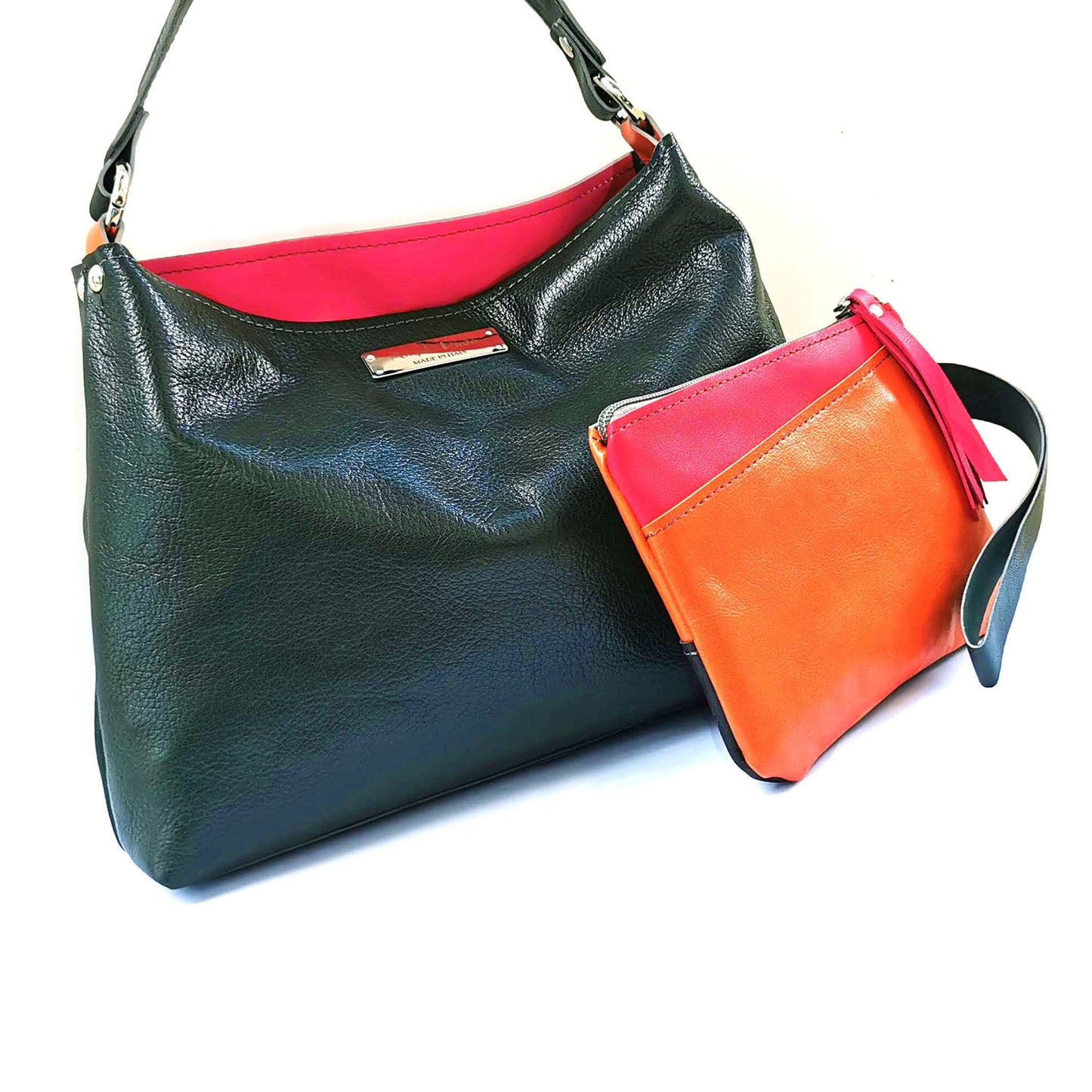 Dark green leather hobo bag | Jennie - Angela Pinto