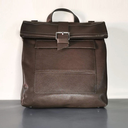 Gray Leather backpack | René - Angela Pinto