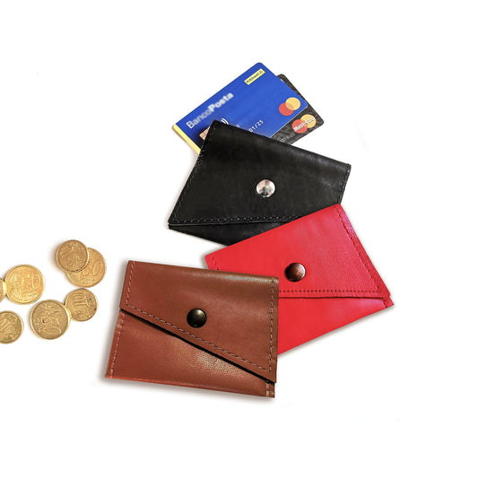 Leather coins and cards wallet | Daisy - Angela Pinto