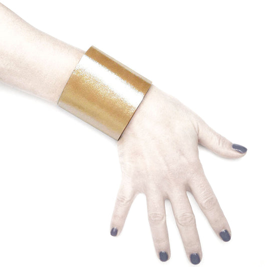 Satin Gold Leather cuff | Bangkok - Angela Pinto