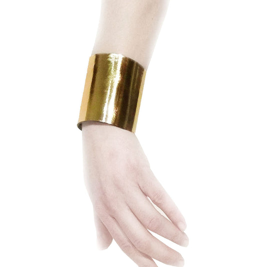 Shiny Golden Leather cuff | Bangkok - Angela Pinto
