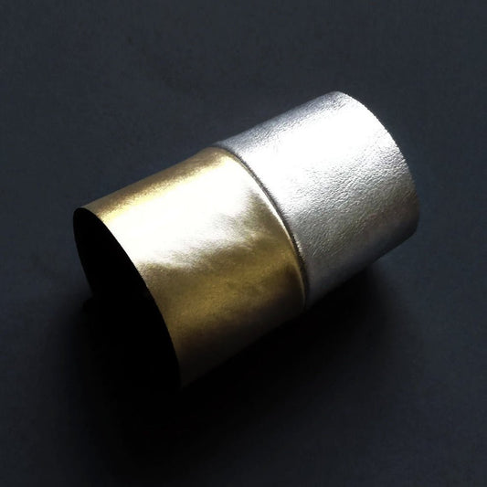 Statement gold and silver leather cuff | Nairobi - Angela Pinto
