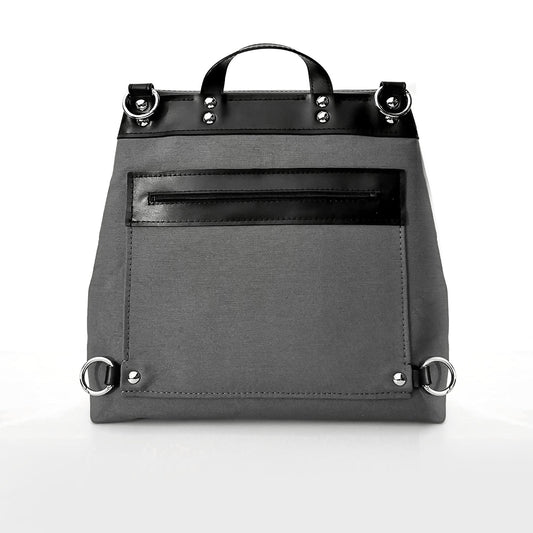 Black leather and fabric backpack or convertible bag | Alice