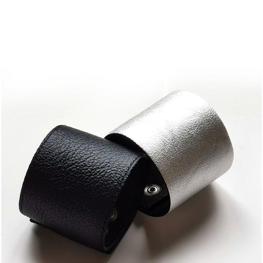 Black genuine leather cuff for men and women | Bangkok - Angela Pinto