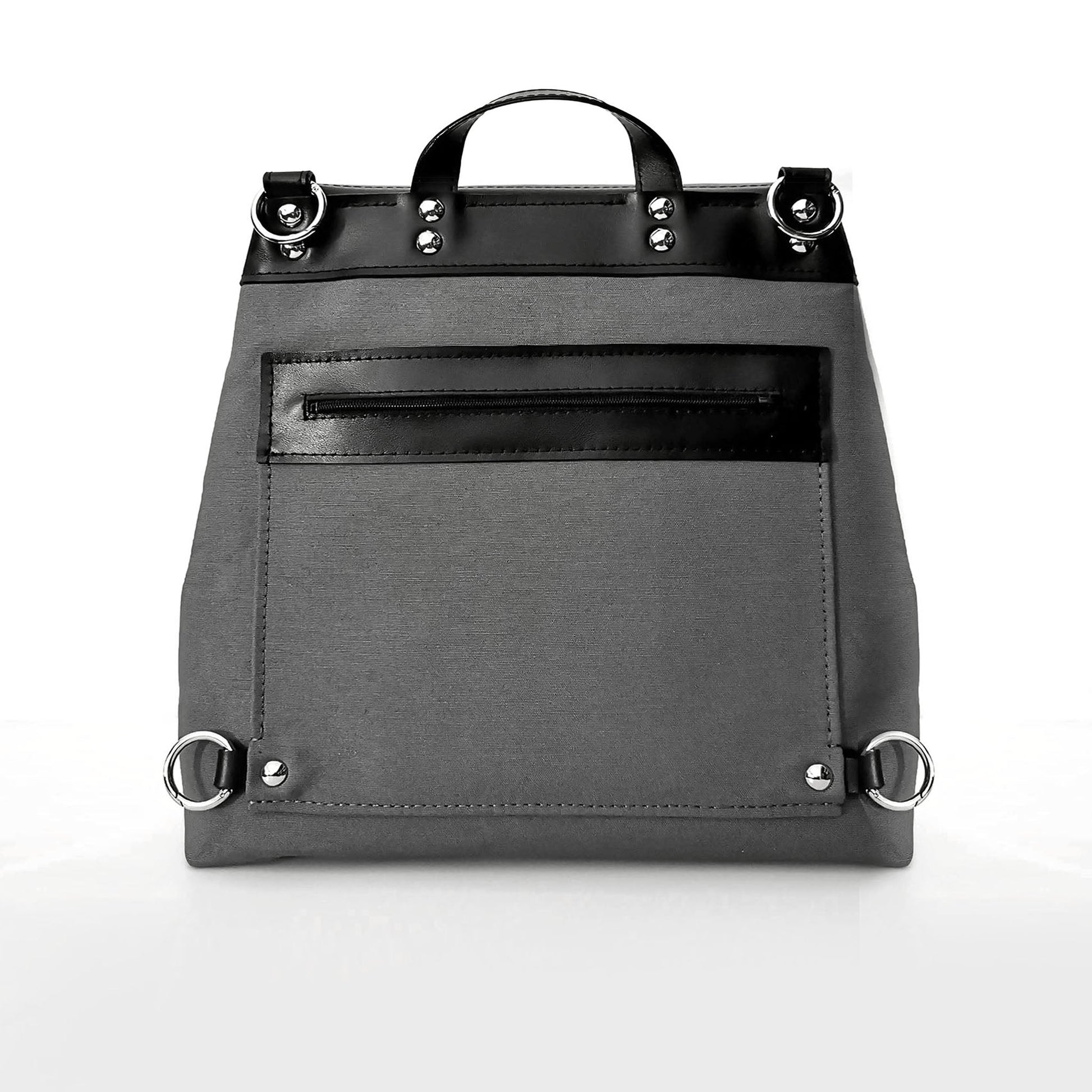 black leather convertible tote backpack Black leather and fabric backpack or convertible bag