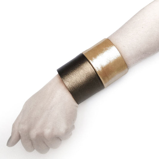 Bronze and gold leather cuff | Nairobi - Angela Pinto