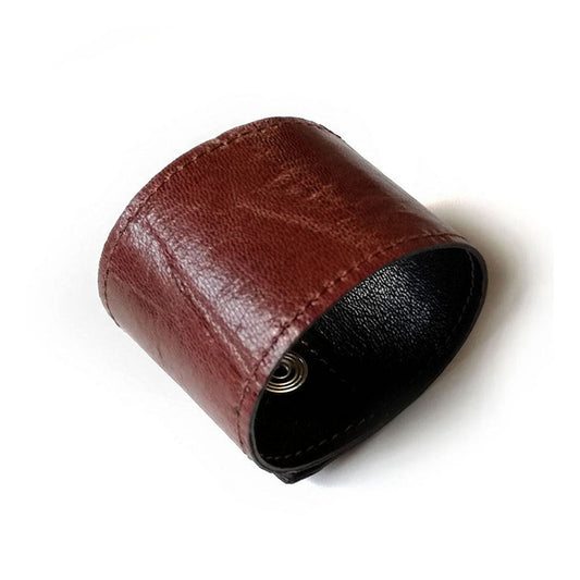 Brown genuine leather cuff for men and women, Made in Italy | Bangkok - Angela Pinto