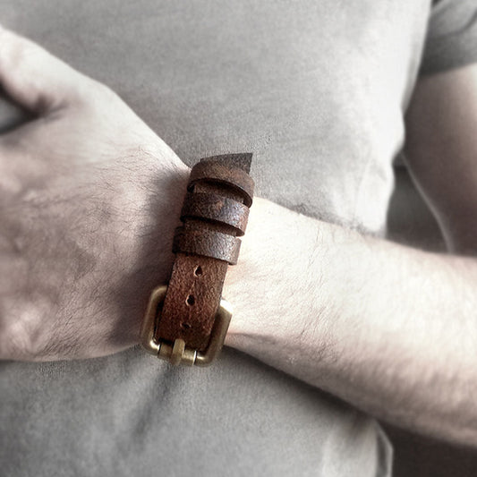 Brown leather bracelet for men | Berlin - Angela Pinto