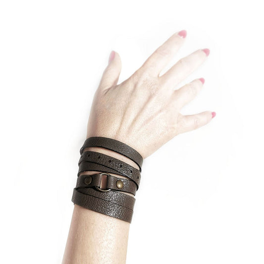 Brown leather wrap bracelet for men and women | NYC - Angela Pinto