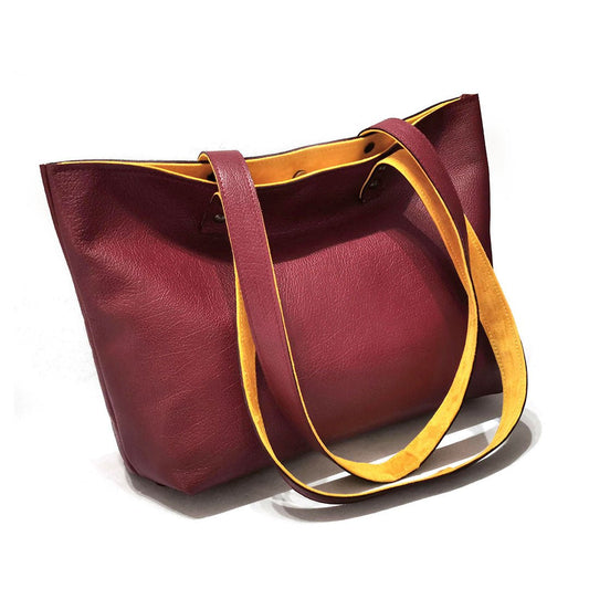 Burgundy leather tote bag | Vera - Angela Pinto