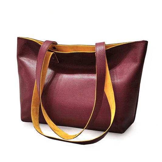 Burgundy leather tote bag | Vera - Angela Pinto