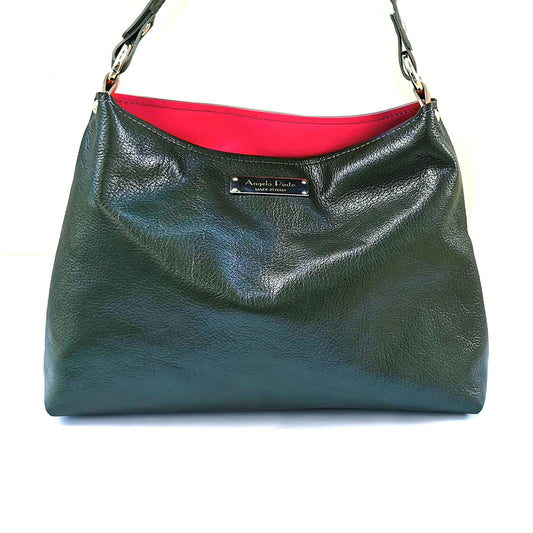 Dark green leather hobo bag | Jennie - Angela Pinto