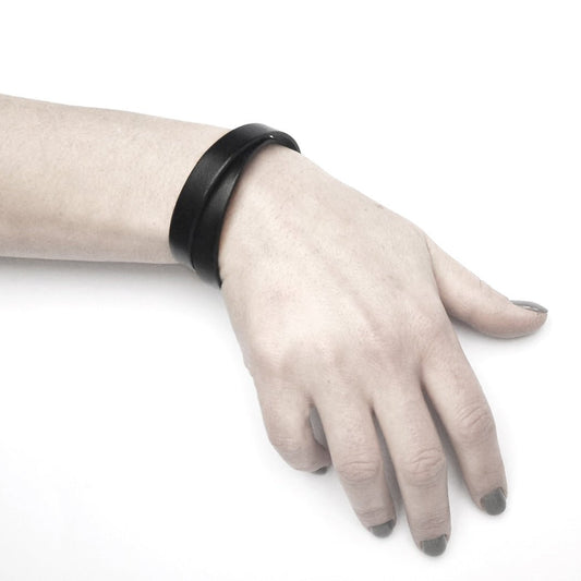 Double wrap black leather bracelet | Argo - Angela Pinto