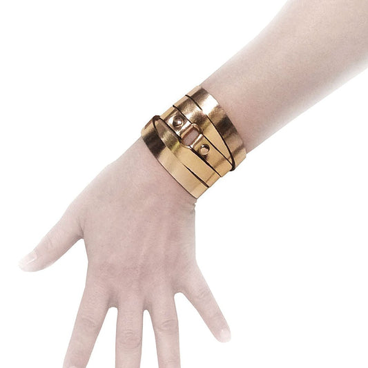 Gold leather wrap bracelet for women | NYC - Angela Pinto