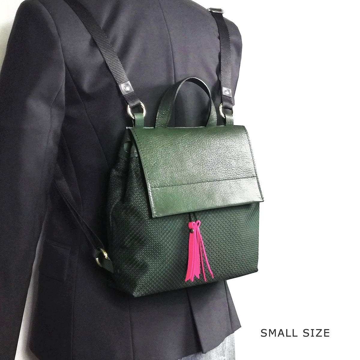 Green convertible backpack / Angela Pinto Green convertible backpack / Angela Pinto