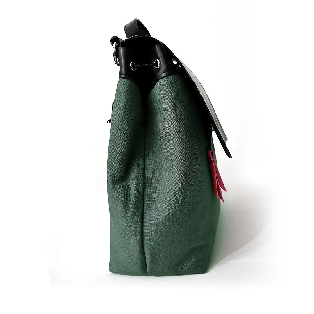 Green convertible backpack / Angela Pinto Green convertible backpack / Angela Pinto