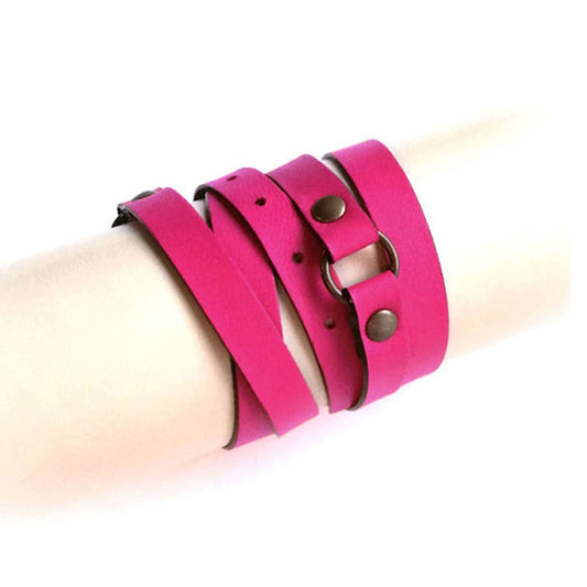 Pink leather wrap bracelet | NYC - Angela Pinto