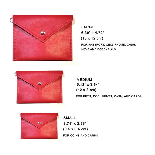 Red Leather pouch | Sunflower - Angela Pinto