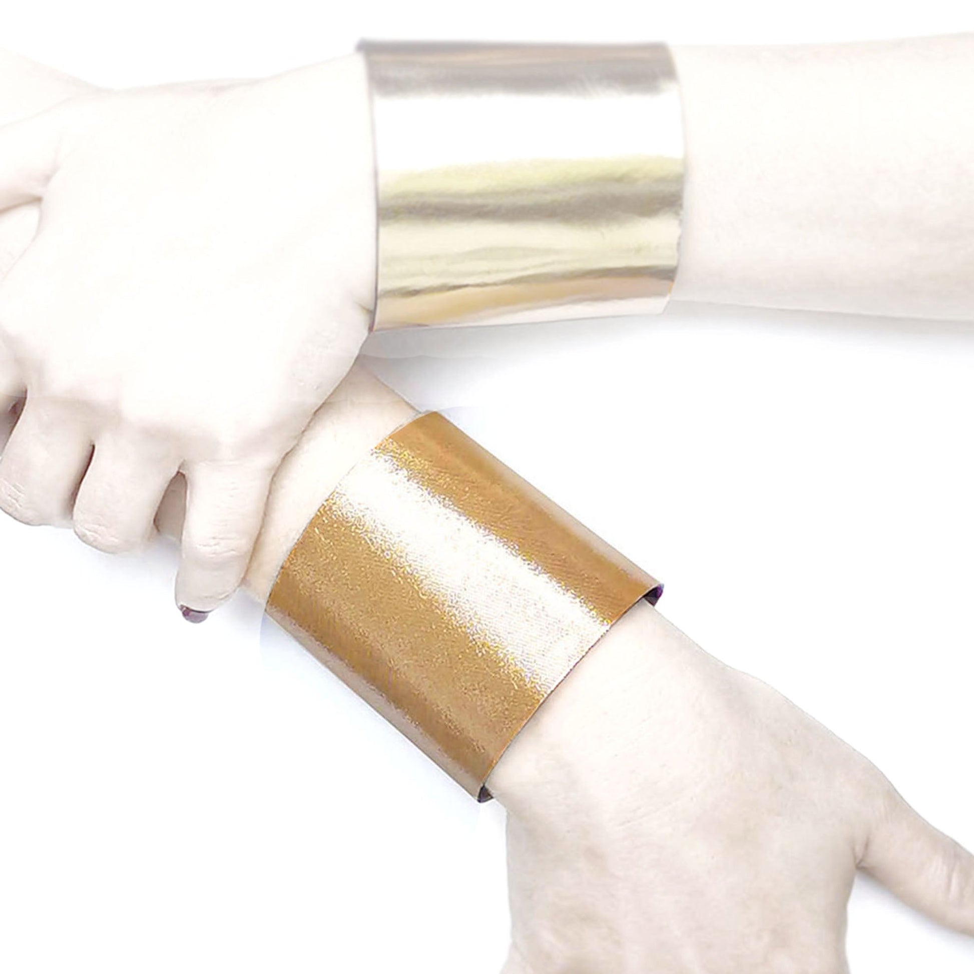 Satin Gold Leather cuff | Bangkok - Angela Pinto