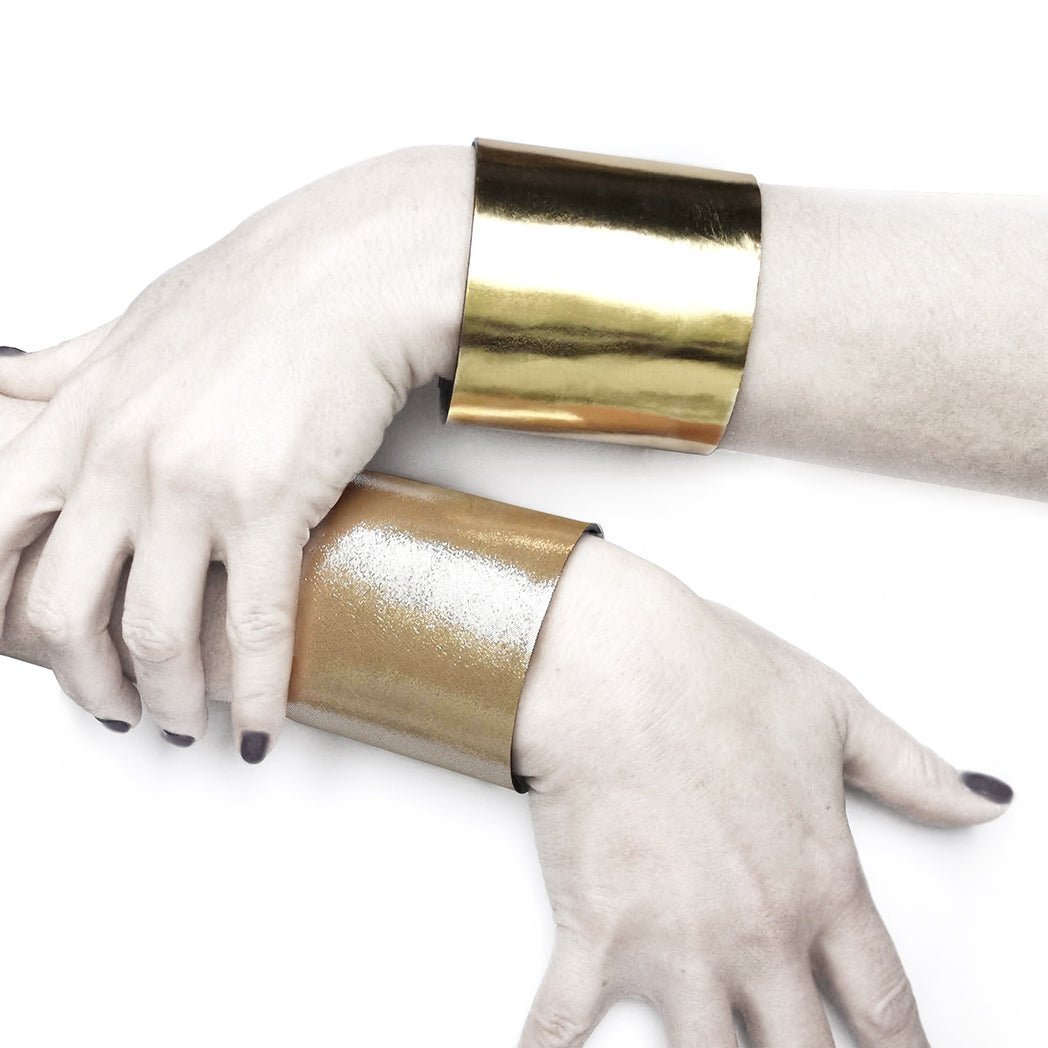 Satin Gold Leather cuff | Bangkok - Angela Pinto