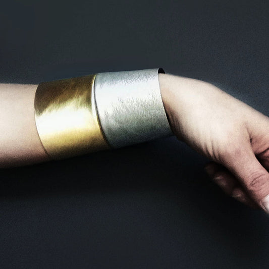 Statement gold and silver leather cuff | Nairobi - Angela Pinto