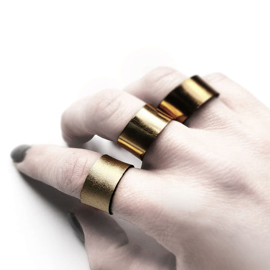 satin gold leather ring oslo by angela pinto