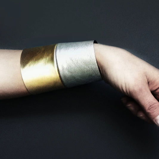 gold silver leather cuff Nairobi by Angela Pinto
