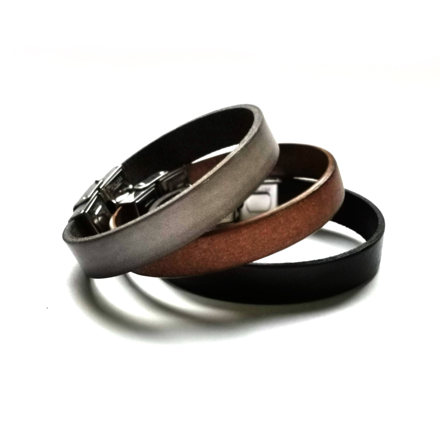 Double wrap black leather bracelet | Argo