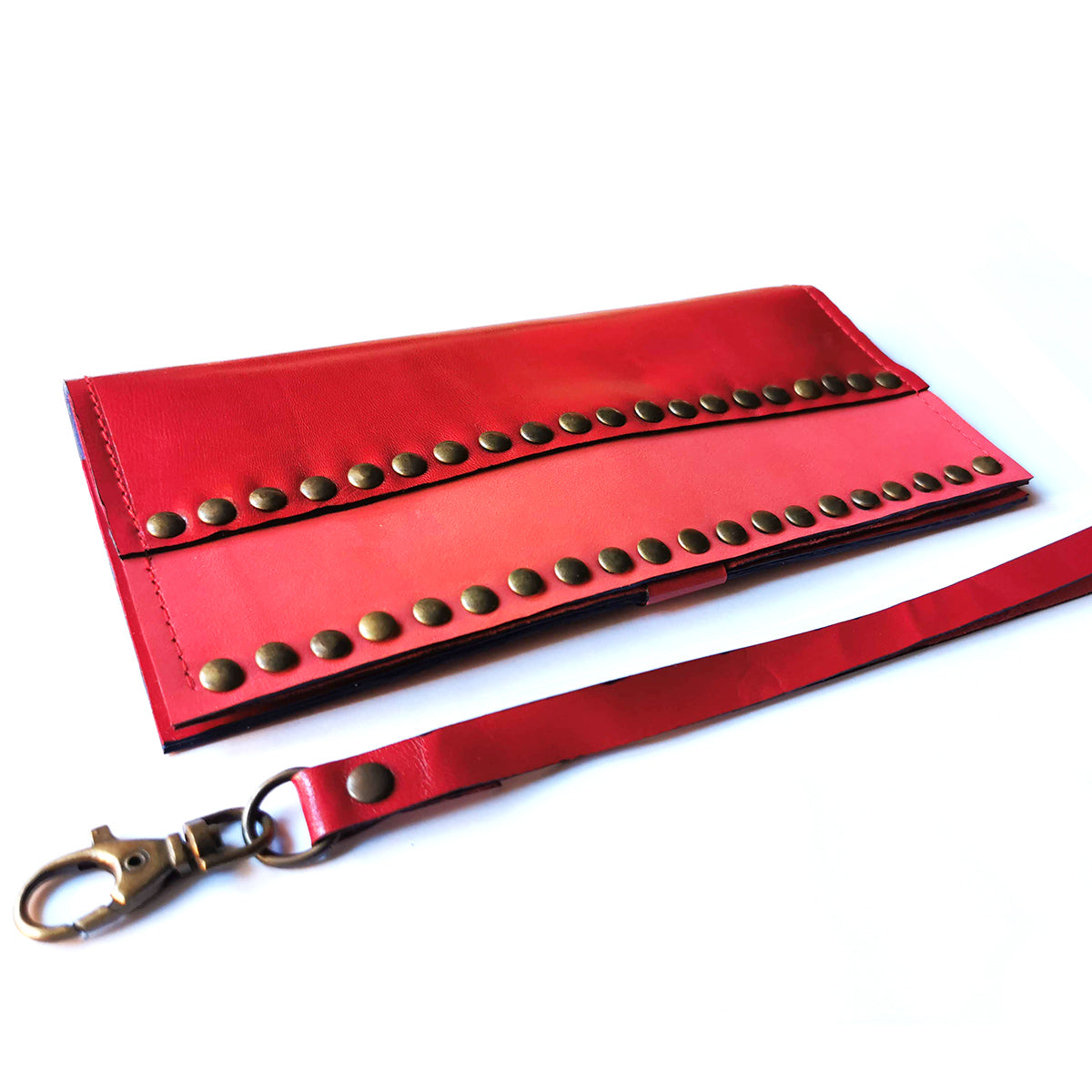 Red leather clutch wallet with studs | Narciso